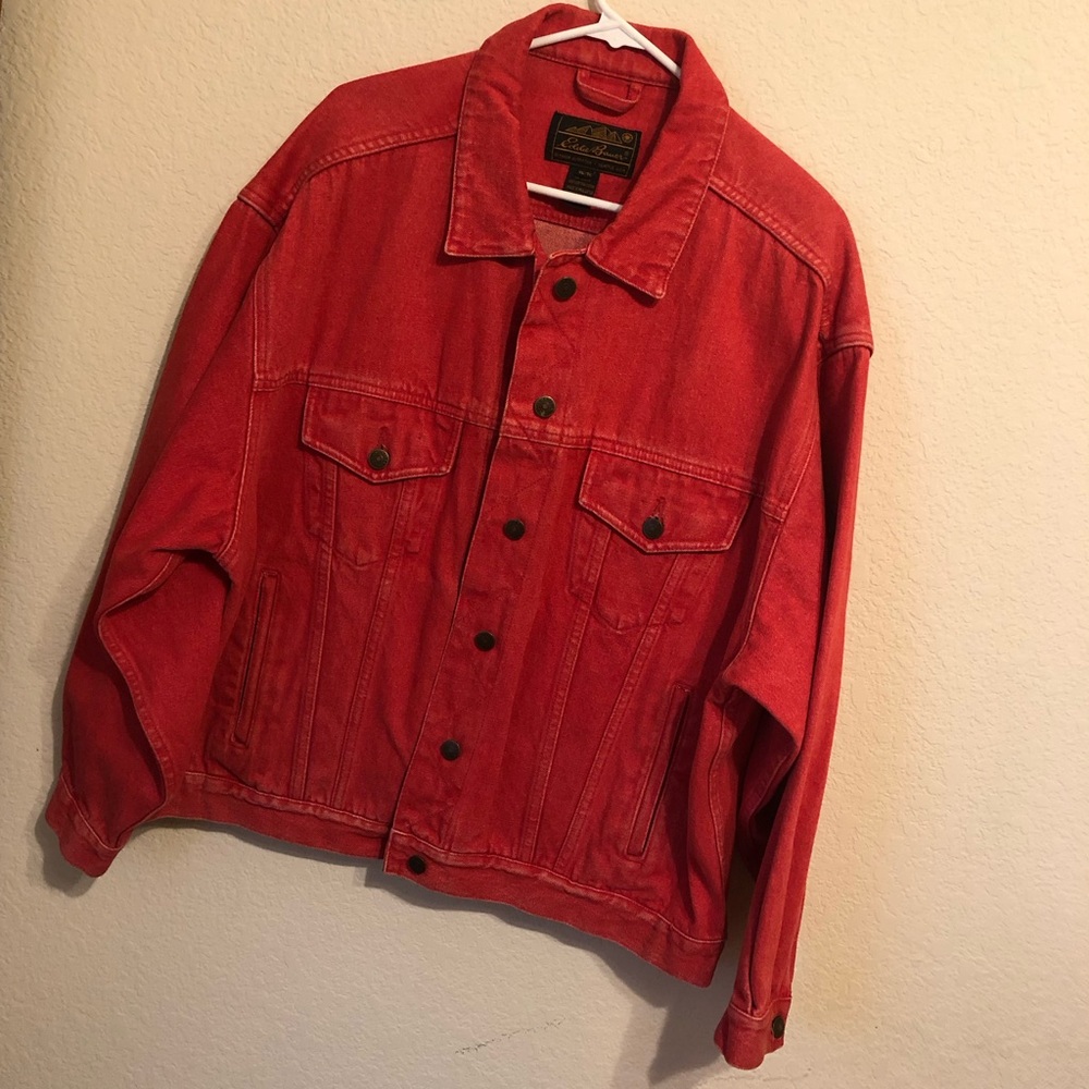 Eddie Bauer Red Heavy Denim Jacket Lightly Used
